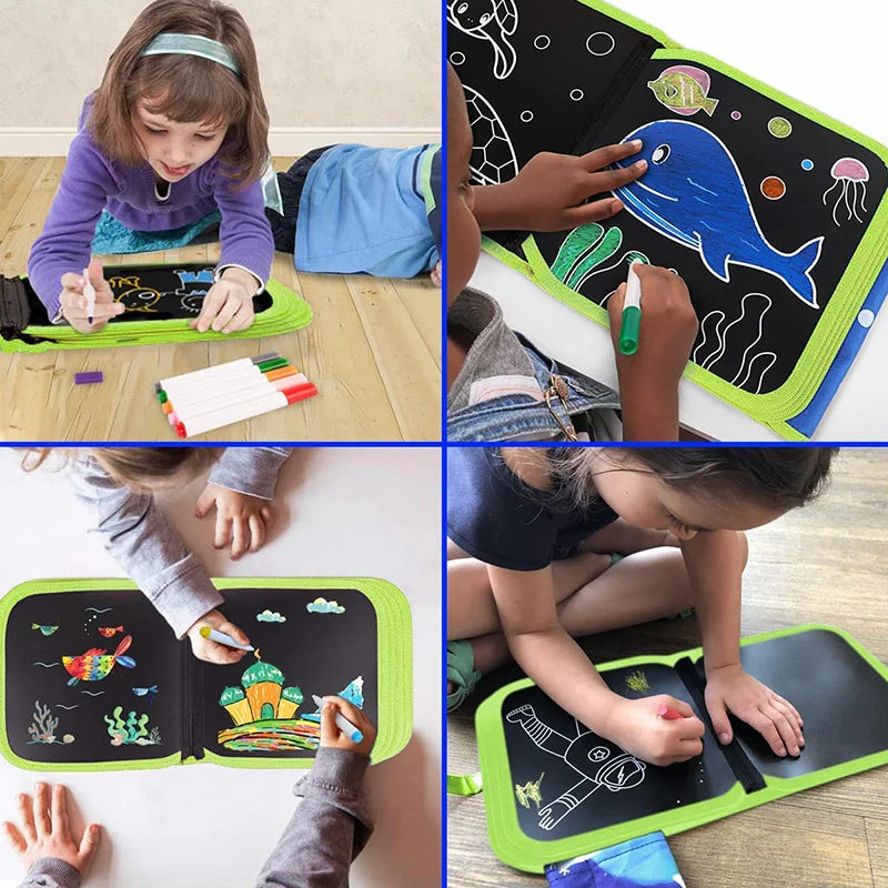 Erasable Doodle Book for KidsToddlers Toys Reusable Drawing Pads with 12 Watercolor Pens Preschool Toy Trip Writing Painting Set Beauty Fashion