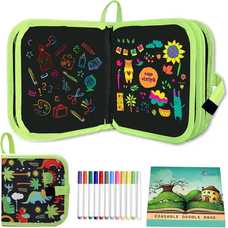 Erasable Doodle Book for KidsToddlers Toys Reusable Drawing Pads with 12 Watercolor Pens Preschool Toy Trip Writing Painting Set Beauty Fashion