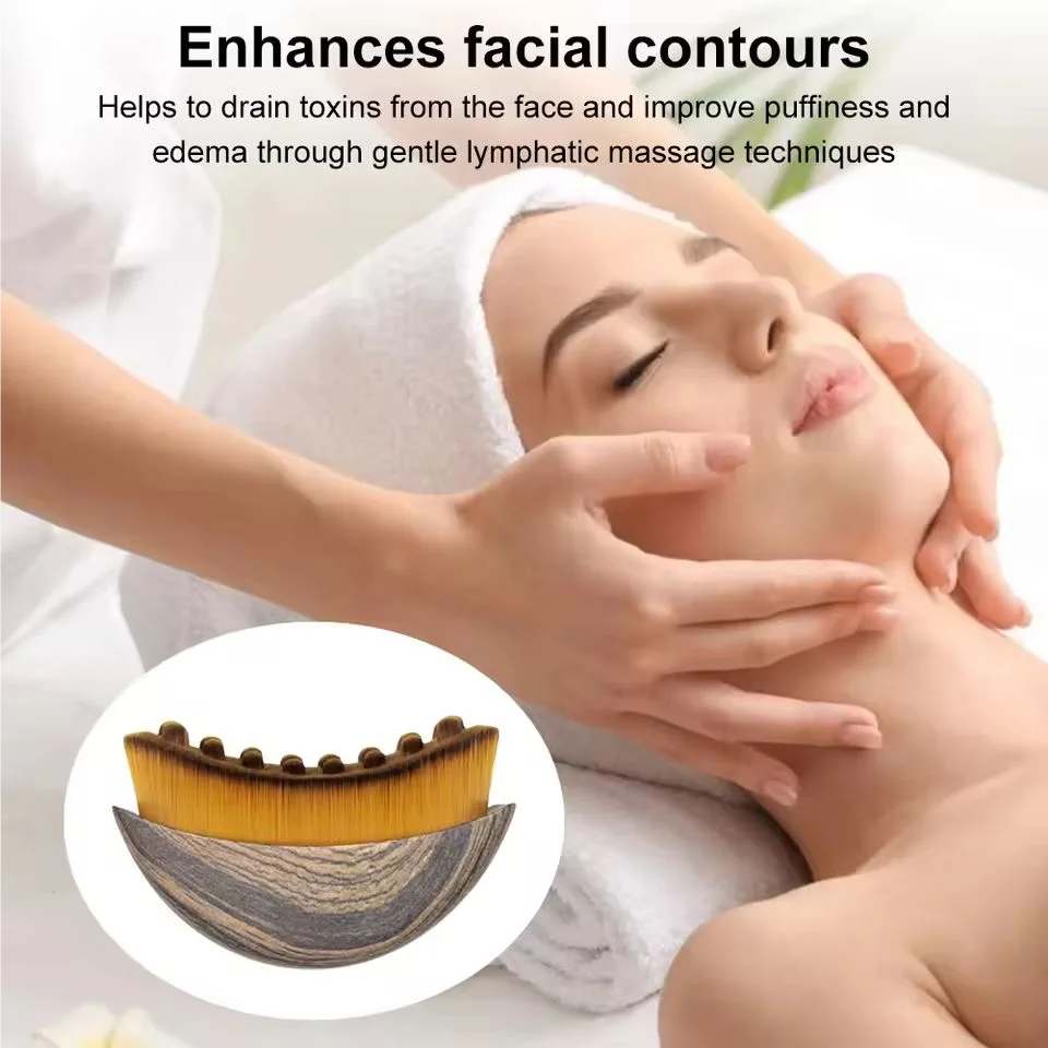 PuffyFace Saver Lymphatic Drainage Wood Face Brush- 3-Minute Depuff Jaw