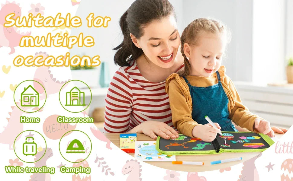Erasable Doodle Book for KidsToddlers Toys Reusable Drawing Pads with 12 Watercolor Pens Preschool Toy Trip Writing Painting Set Beauty Fashion