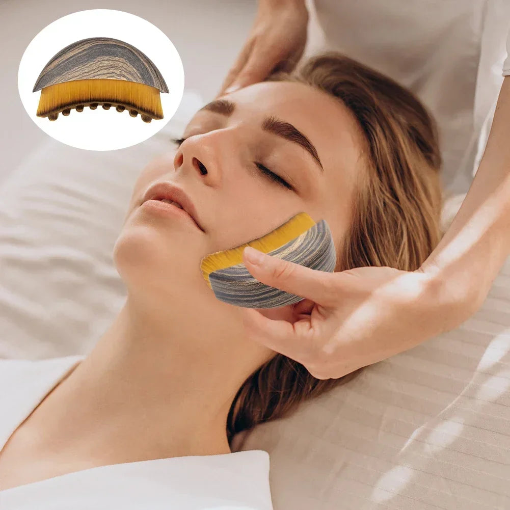 PuffyFace Saver Lymphatic Drainage Wood Face Brush- 3-Minute Depuff Jaw