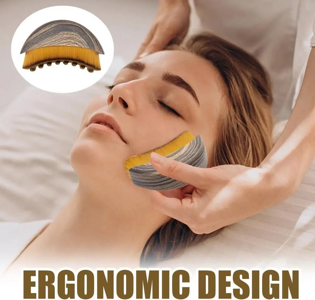 PuffyFace Saver Lymphatic Drainage Wood Face Brush- 3-Minute Depuff Jaw