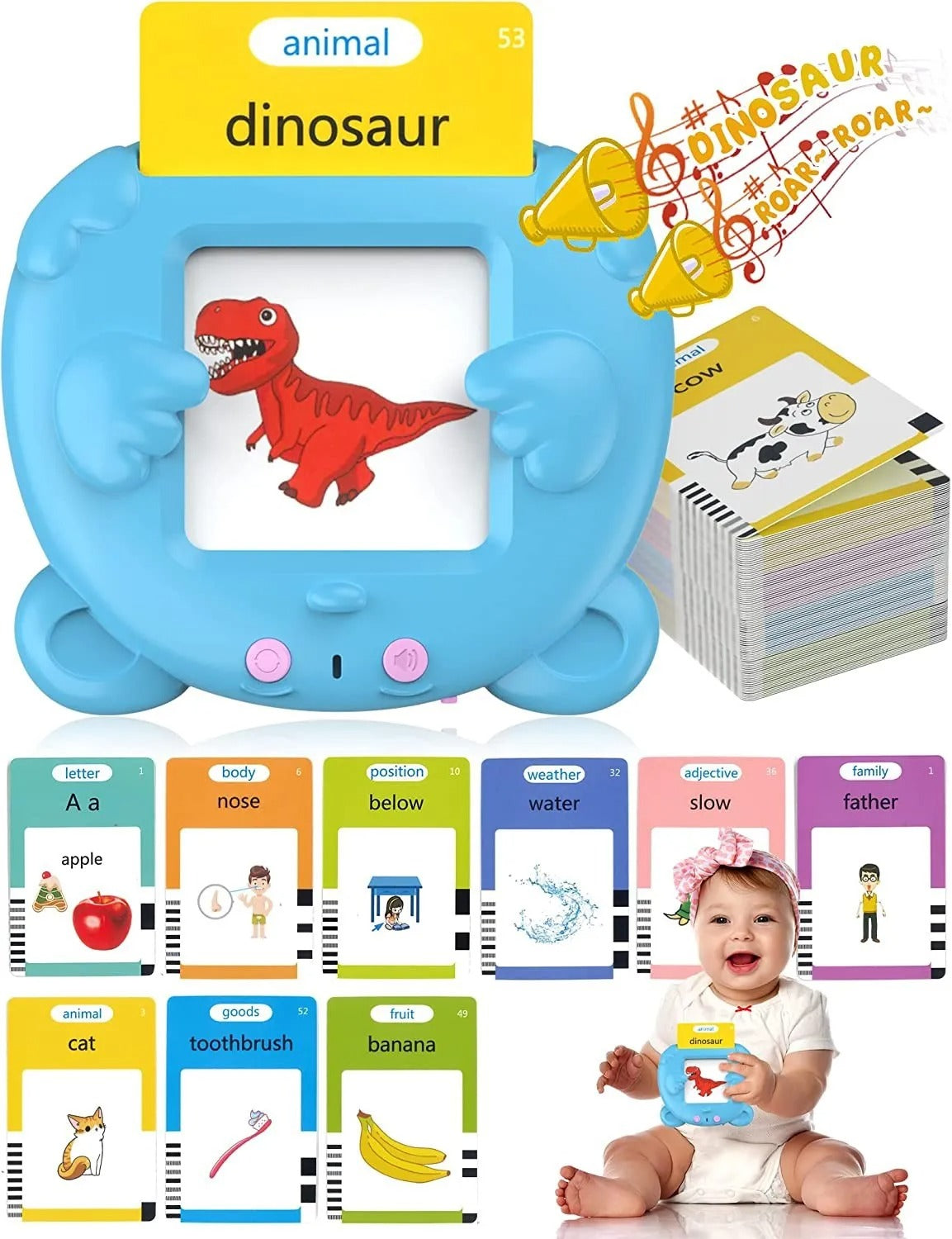Kids Talking Flash Cards English Learning Language Toy Educational*