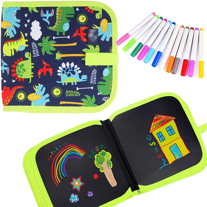 Erasable Doodle Book for KidsToddlers Toys Reusable Drawing Pads with 12 Watercolor Pens Preschool Toy Trip Writing Painting Set Beauty Fashion
