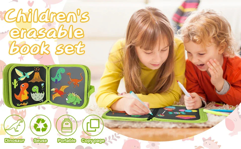 Erasable Doodle Book for KidsToddlers Toys Reusable Drawing Pads with 12 Watercolor Pens Preschool Toy Trip Writing Painting Set Beauty Fashion