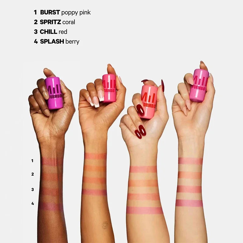 4Pcs Milk Jelly Blush Stick, Lip & Cheek Tint 4 Colors, Vegan Cruelty Free