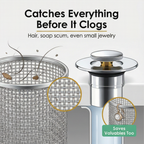 Pop Up Sink Strainer with Hair Catching Basket