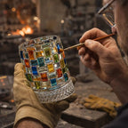 Hand Painted Embossed Rotating Whiskey Glass