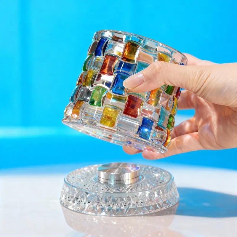 Hand Painted Embossed Rotating Whiskey Glass