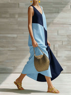 Color Block Sleeveless Maxi Dress