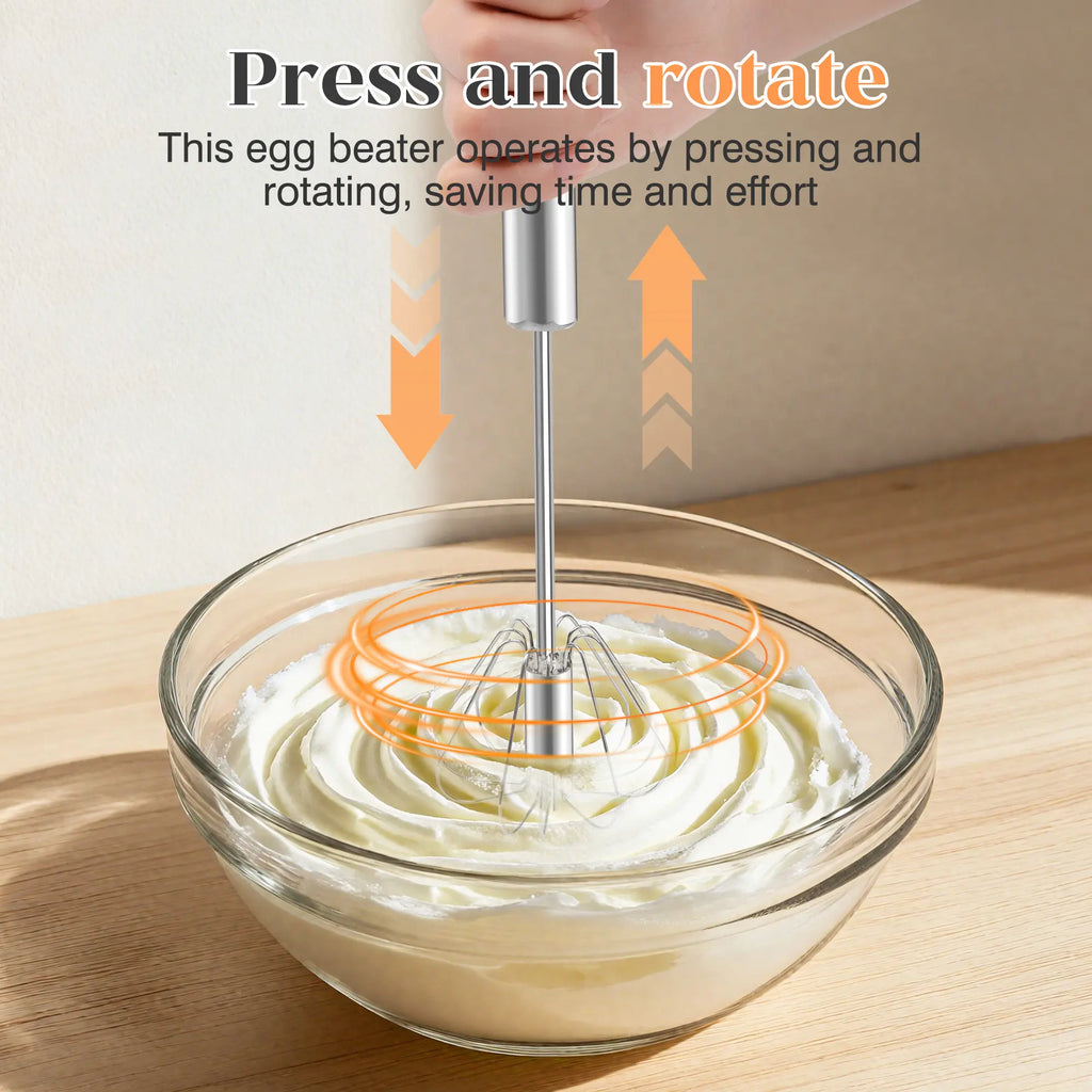 Stainless Steel Hand Push Rotary Whisk