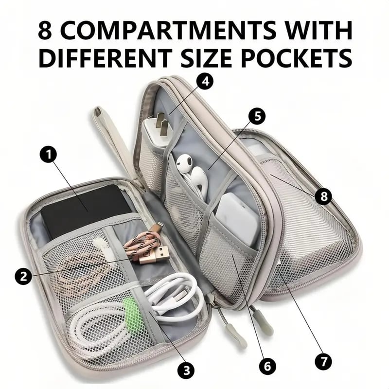 Travel Double Layers All-in-One Cable Organizer Pouch