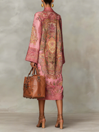 Plus Size Urban Paisley Printing Midi Dress