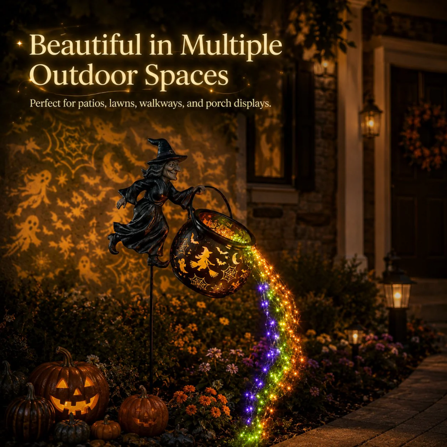 Halloween Witch Cauldron Garden Light