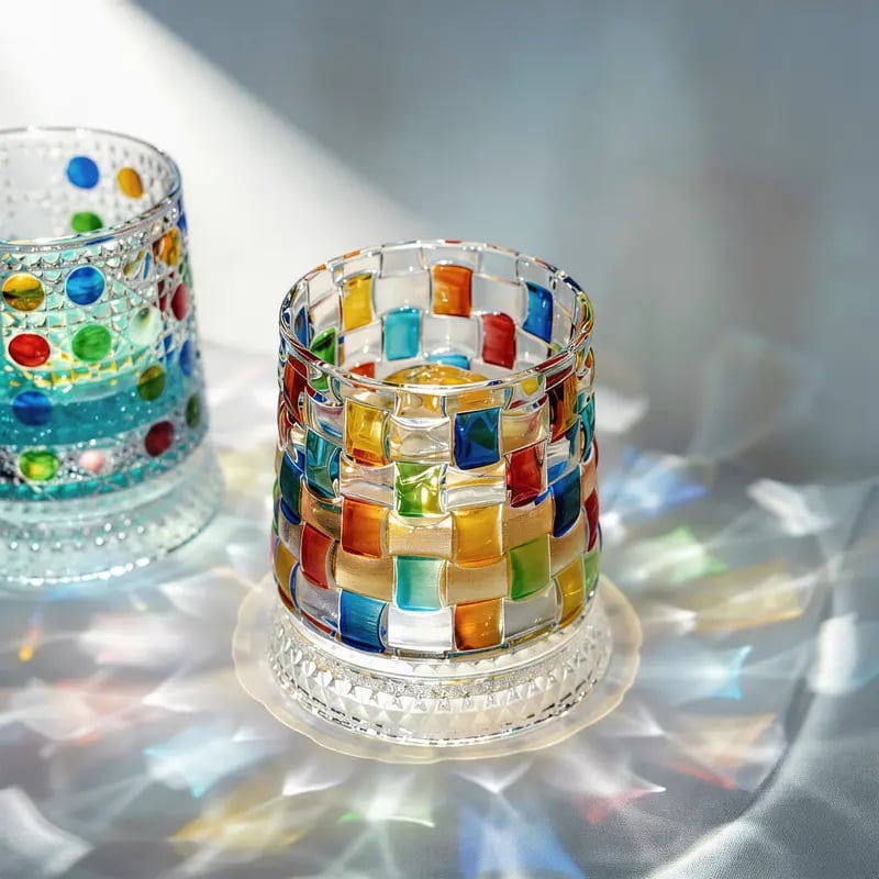 Hand Painted Embossed Rotating Whiskey Glass