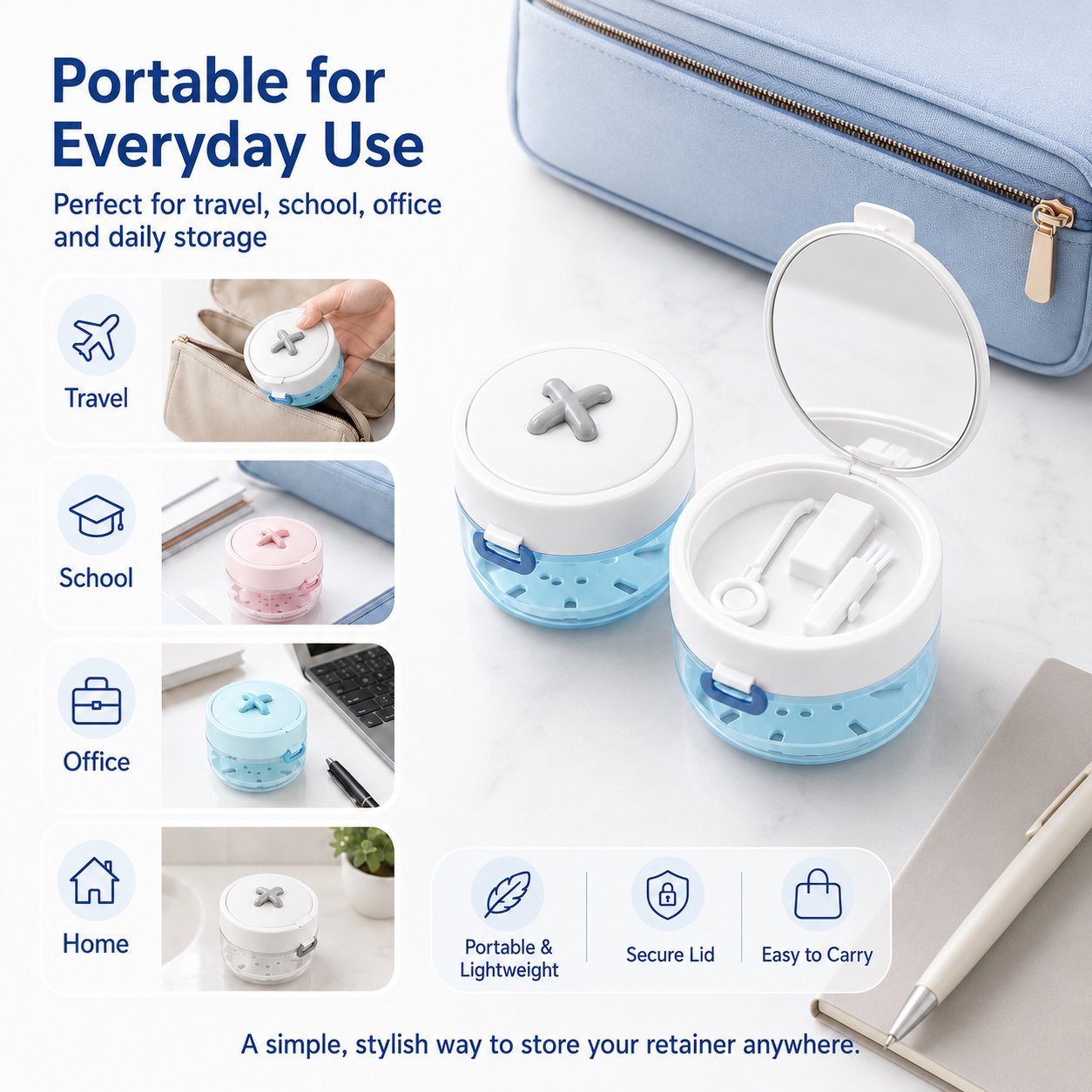 3-in-1 Retainer Cleaning Storage Case
