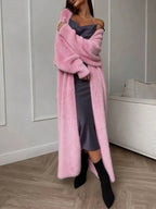 Plush fluffy autumn and winter loose coat women's long cardigan imitation mink white knitted cardigan