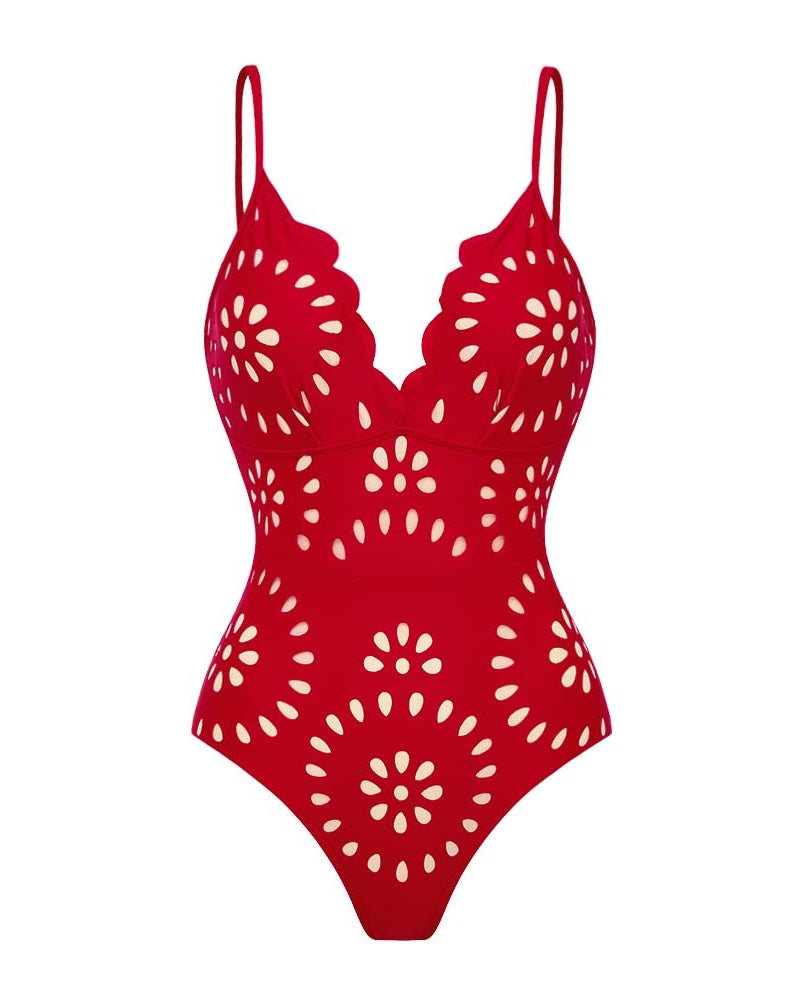 Flower Hollow One Piece Swimsuit and Skirt*