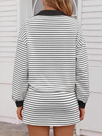 Women's Striped Two-Piece Casual Sweatshirt and Skirt Set
