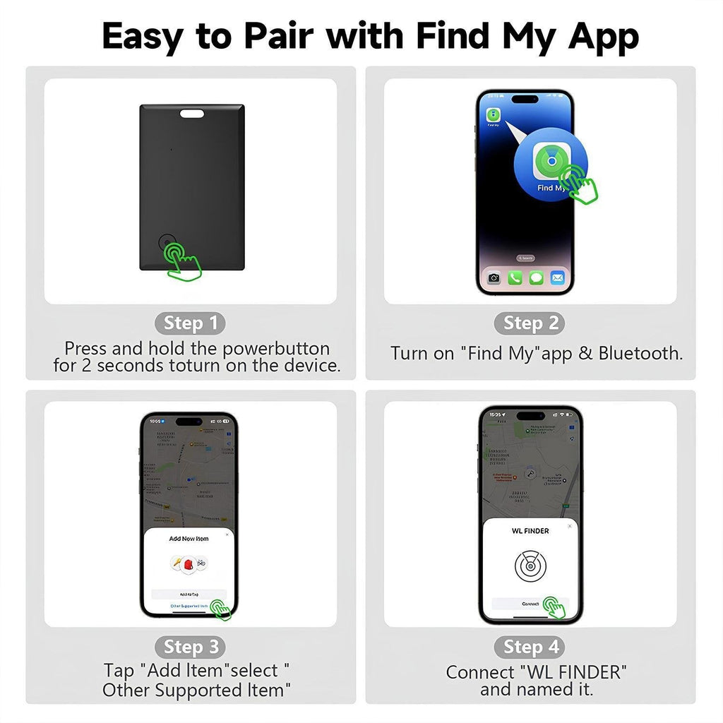 Slim Bluetooth Tracker Card | Apple MFi Certified | Works with Find My Phone*