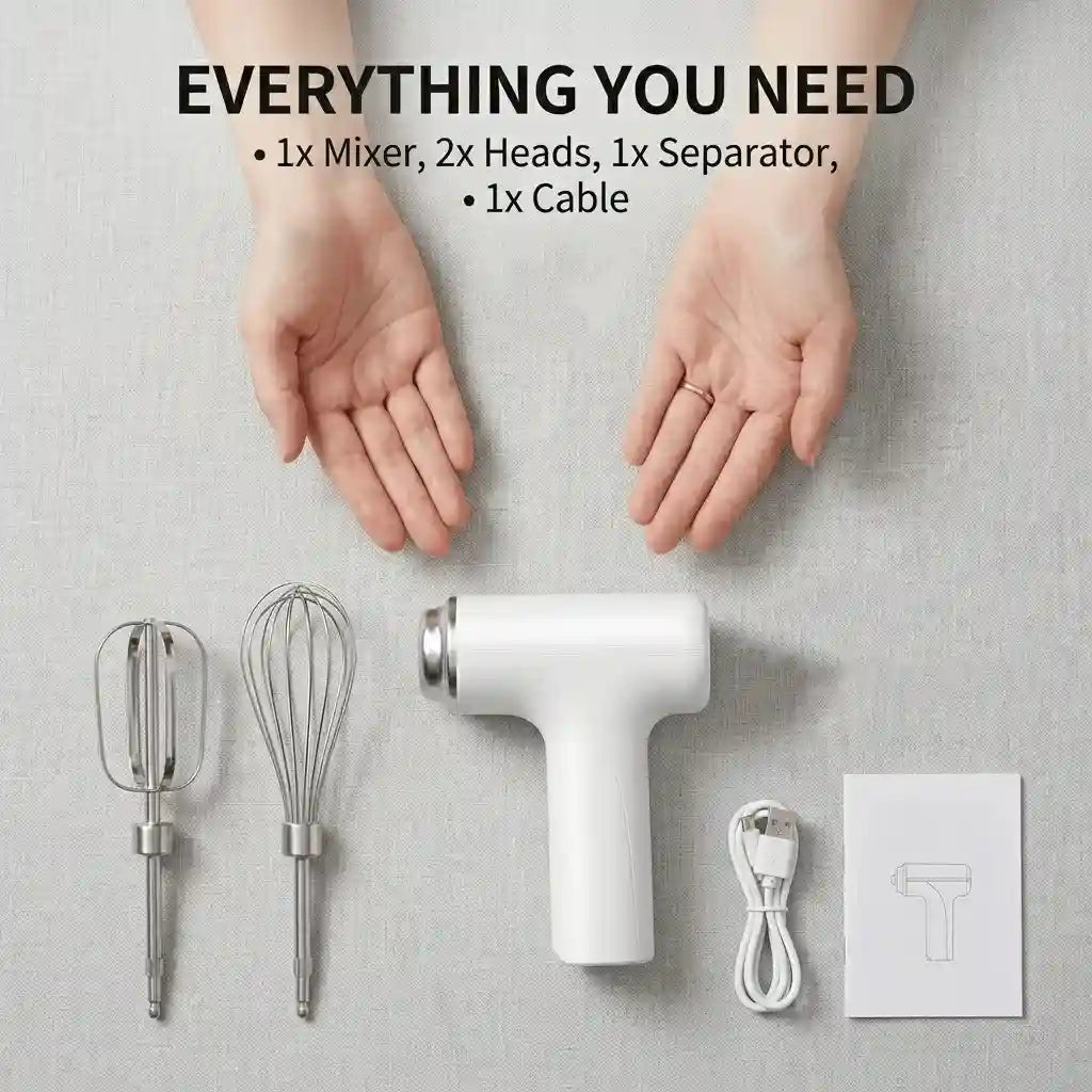 Portable Cordless 3 Speed Hand Mixer