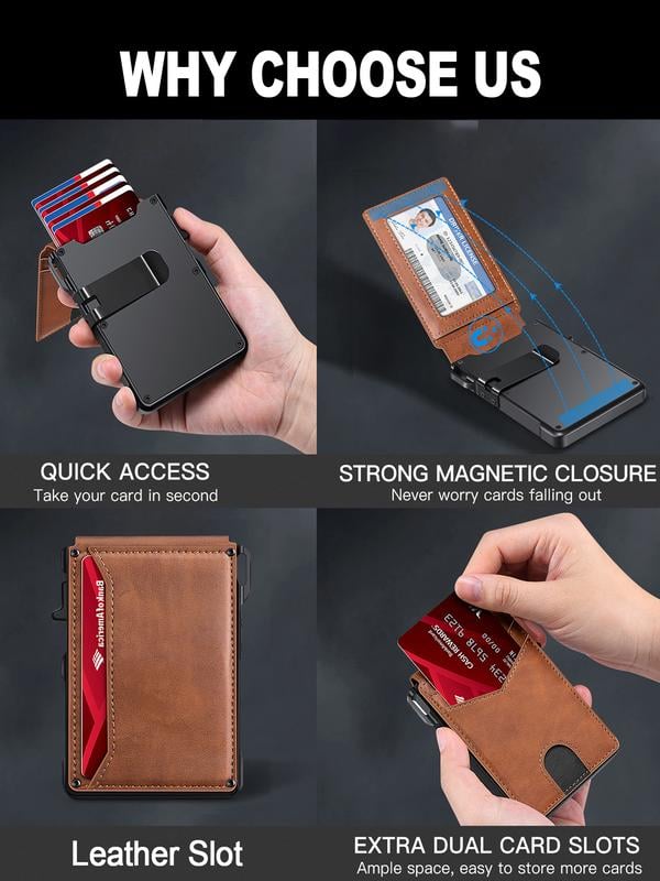 💼🔒BulkyWallet Saver One-Click RFID-Blocking Minimalist Wallet