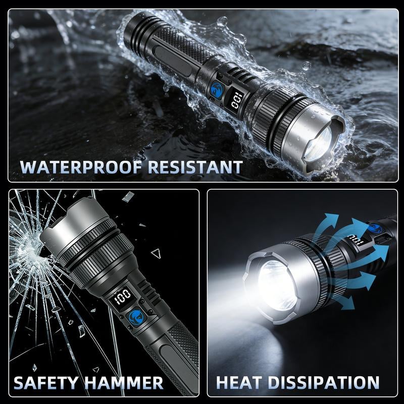 2-in-1 Strong Flashlight --Digital Display Of Power