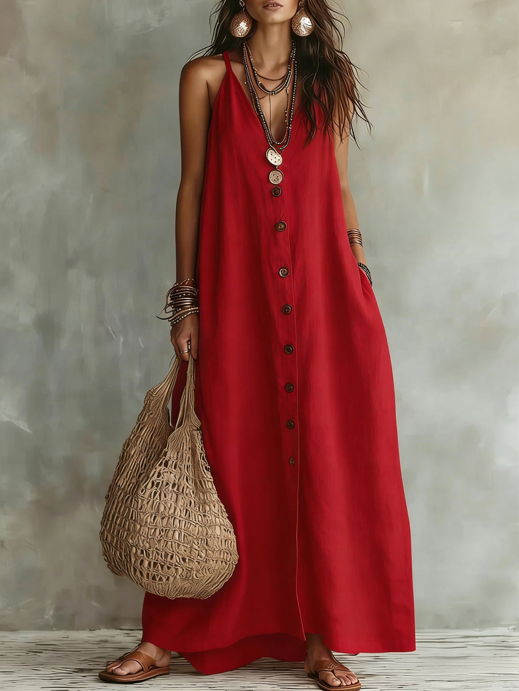 🌿 Boho Linen Maxi Dress: Effortless Summer Style