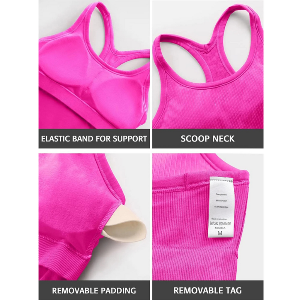 Ribbed Workout Tank Tops with Built in Bra