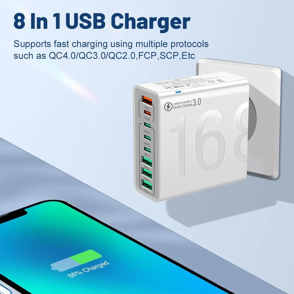CableMess Saver Smart 8-Port Family Fast Charging Station