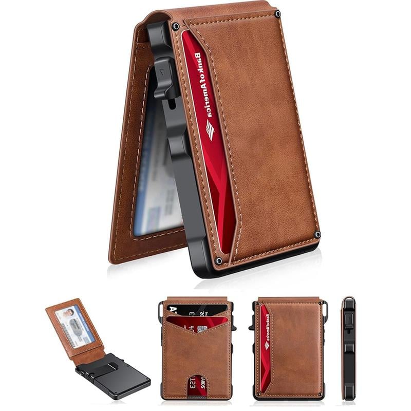 💼🔒BulkyWallet Saver One-Click RFID-Blocking Minimalist Wallet