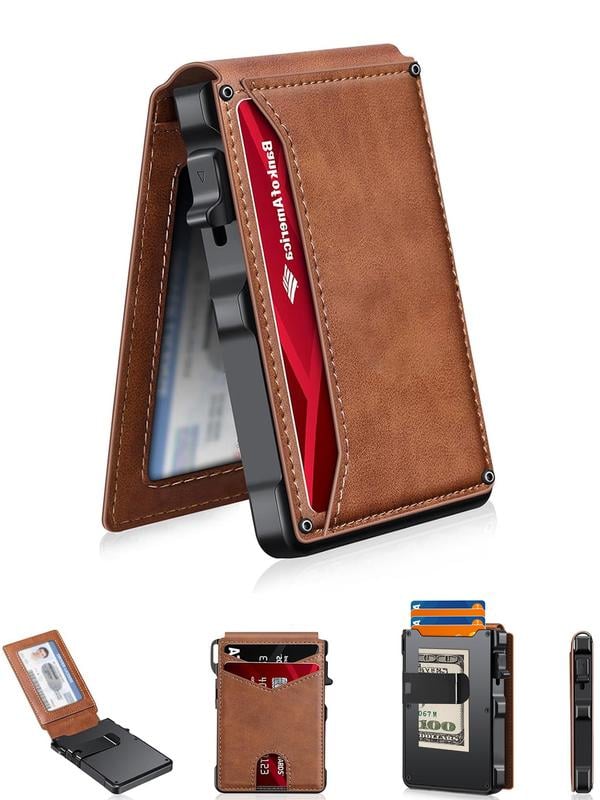 💼🔒BulkyWallet Saver One-Click RFID-Blocking Minimalist Wallet