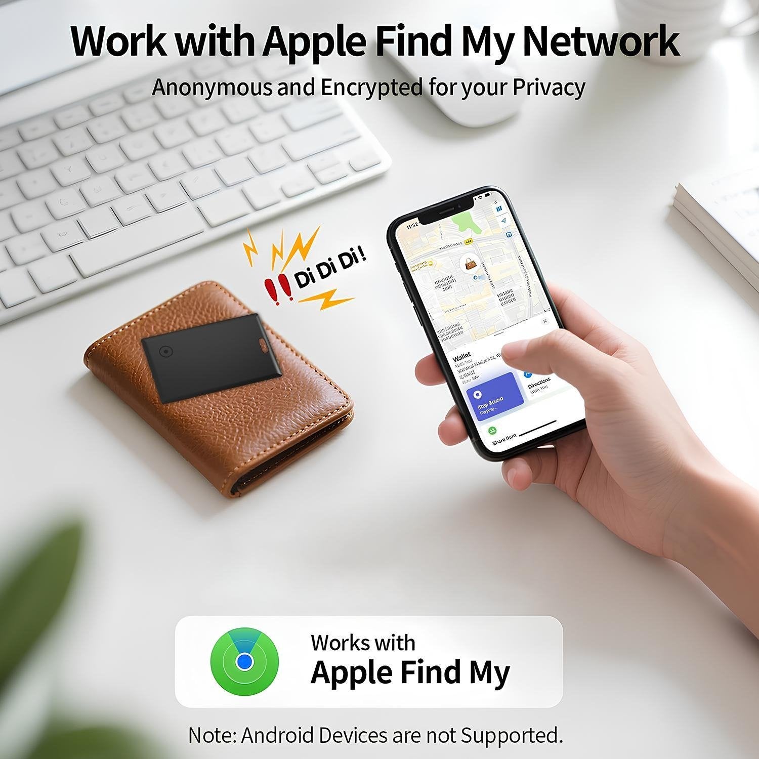 Slim Bluetooth Tracker Card | Apple MFi Certified | Works with Find My Phone*