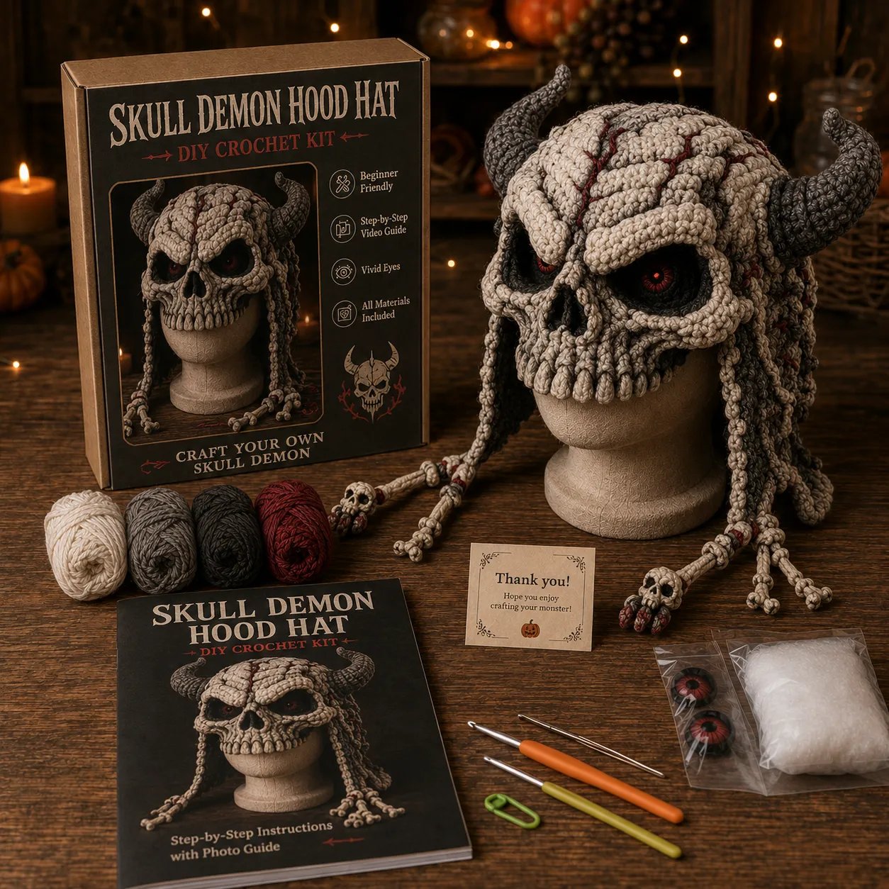 Halloween Monster Hood DIY Crochet Kit