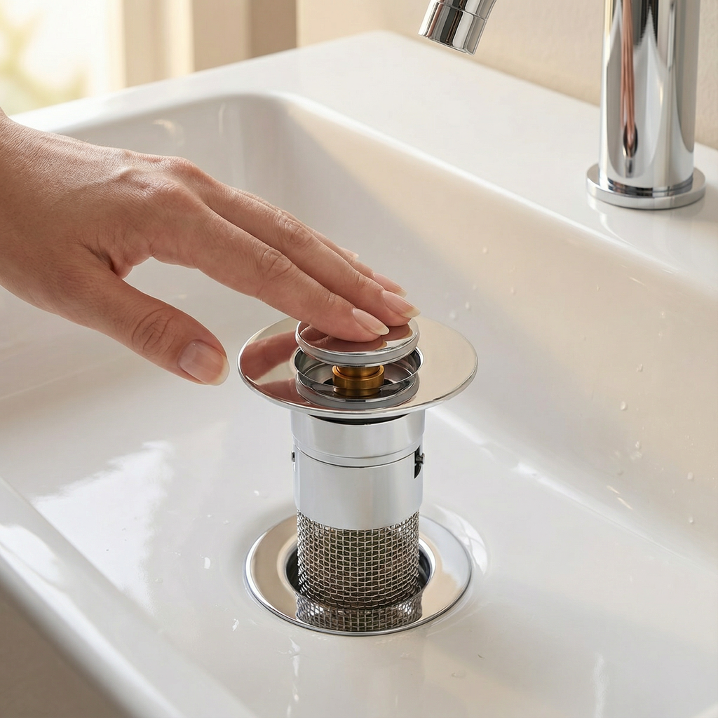 Pop Up Sink Strainer with Hair Catching Basket