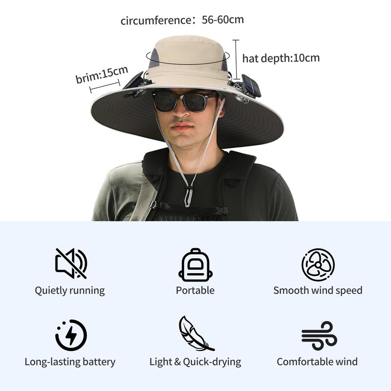 Long Lasting Battery High Wind Solar Fan Fisherman Hat for Men
