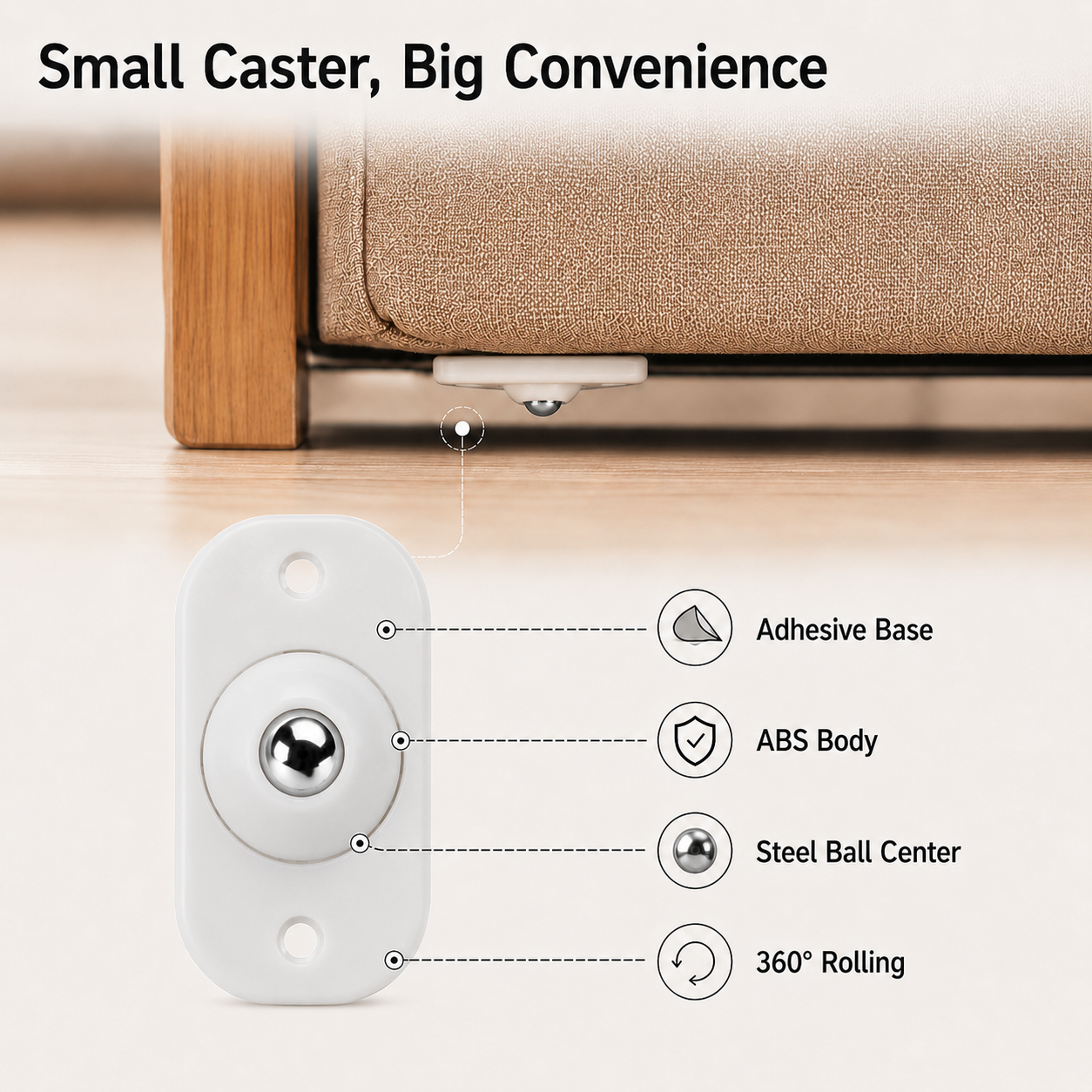 Universal 360° Rotating Self Adhesive Wheels Set