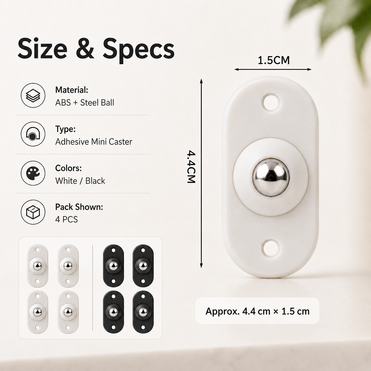 Universal 360° Rotating Self Adhesive Wheels Set