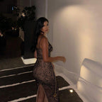 Lovely Lace Backless Black Maxi Dress