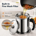 Modern Stainless Steel Oil Dispenser with Filter & Lid