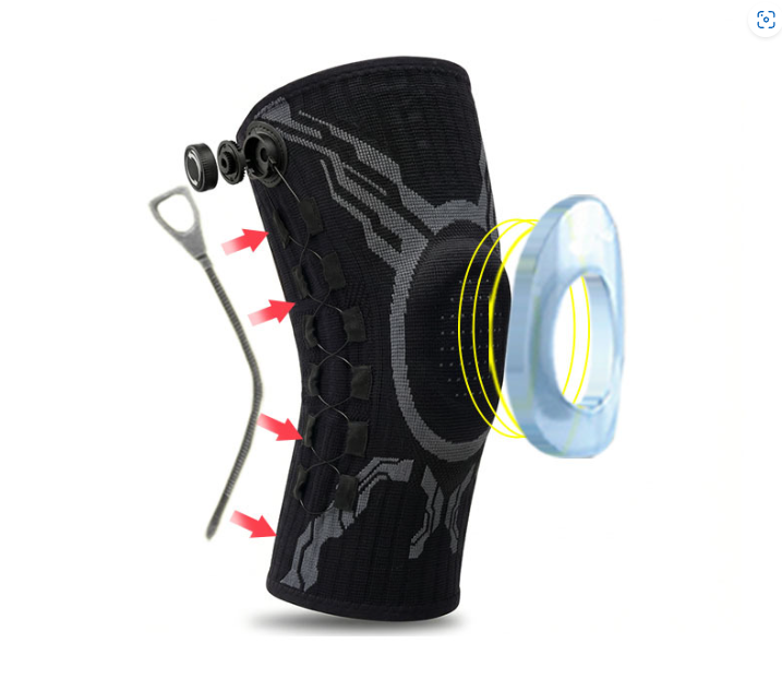 Knob-Adjustable Silicone Shock-Absorbing Knee Sleeve with Dual Spring Support