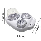 Compact white multi-functional cleaning tool with textured silicone brushes and precise measurements, ideal for homeware from clarioy.