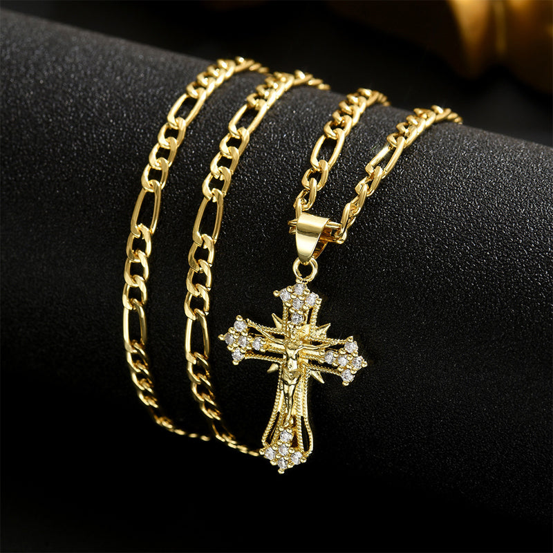 Gold-Tone Crucifix Pendant Necklace