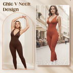 High Stretch V-Neck Tummy Control Jumpsuit