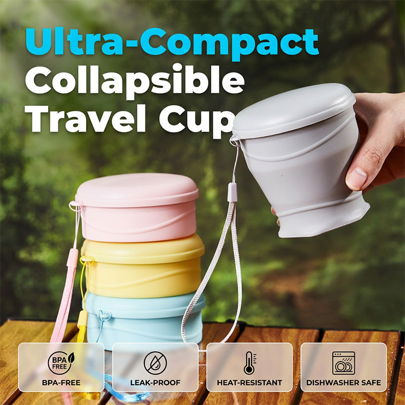 Portable Collapsible Silicone Travel Mug With Lid