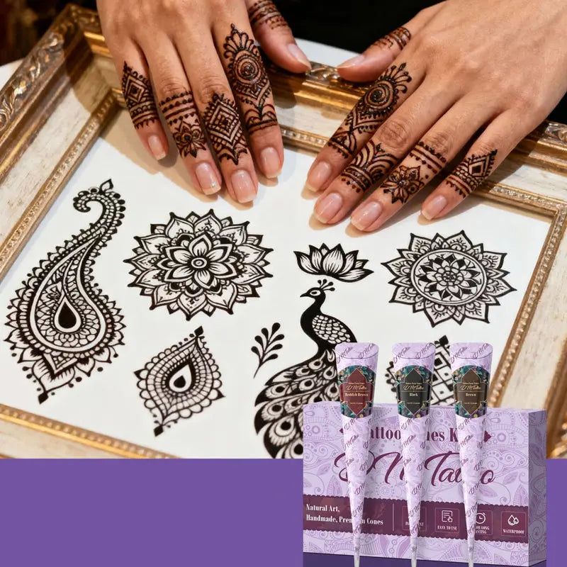 Complete 3-Color Henna Tattoo Kit