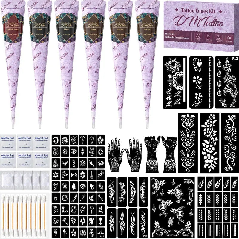 Complete 3-Color Henna Tattoo Kit