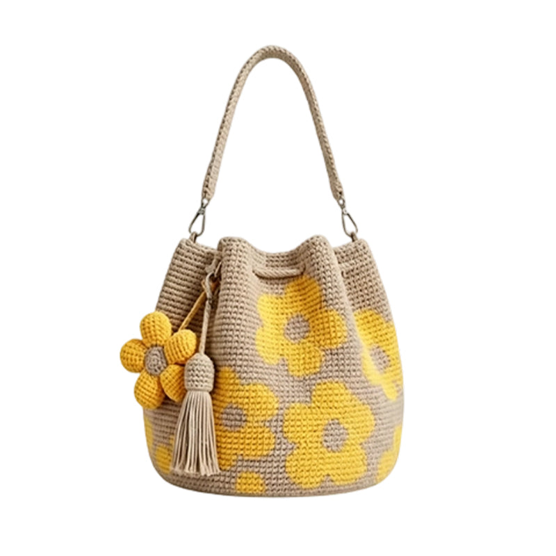 Crochet Bucket Bag for Women