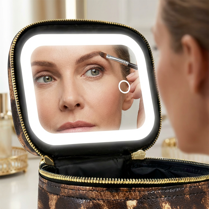 Compact Travel LED Makeup Bag with Lighted Mirror