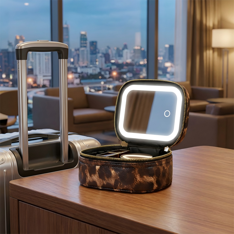 Compact Travel LED Makeup Bag with Lighted Mirror